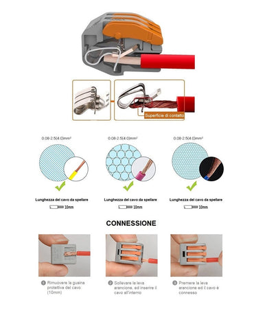 Confezione Con 6 Pz Connettori Universali Morsetti 5 Poli A 1 Via 32a Mo-5