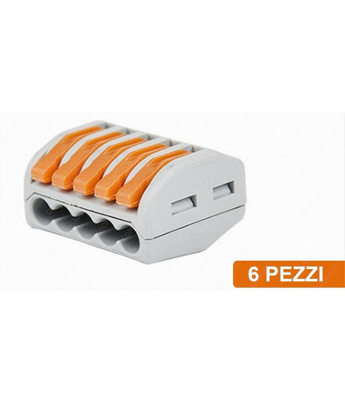 Confezione Con 6 Pz Connettori Universali Morsetti 5 Poli A 1 Via 32a Mo-5