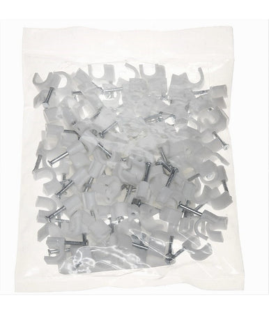 Confezione Da 100pz Fermacavo Ferma Cavi Da ø 7 Mm Colore Bianco Con Chiodo Fm-7