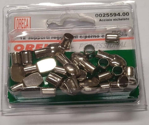 CONFEZIONE-DA-12-PEZZI---SUPPORTI-REGGIPIANI-IN-ACCIAO-NICHELATO-CON-PERNO-Ø7MM-E-BUSSOLA-DA-INCASSARE-8MM