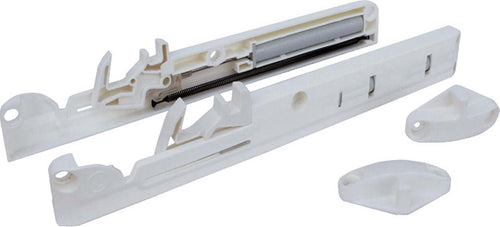 CONFEZIONE-DA-2-PEZZI---AMMORTIZZATORI-UNIVERSALI-DX+SX-DA-APPLICARE---PER-GUIDE-A-SCOMPARSA-CASSETTI---IN-PLASTICA-BIANCA