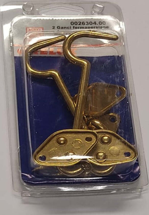 CONFEZIONE-DA-2-PEZZI---GANCI-FERMAPERSIANE-IN-OTTONE-LUCIDO---100MM