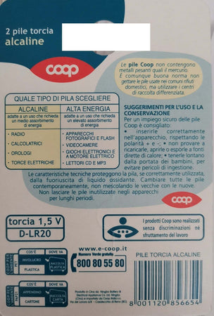 Confezione da 2 pile torcia Alcaline Coop Elettronica/Pile e caricabatterie/Pile monouso Scontolo.net - Potenza, Commerciovirtuoso.it