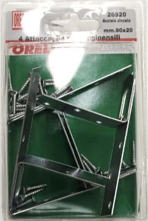CONFEZIONE-DA-4-PEZZI---ATTACCAGLIE-A-SQUADRA-90x20MM-PER-REGGIPENSILI---IN-FERRO-ZINCATO