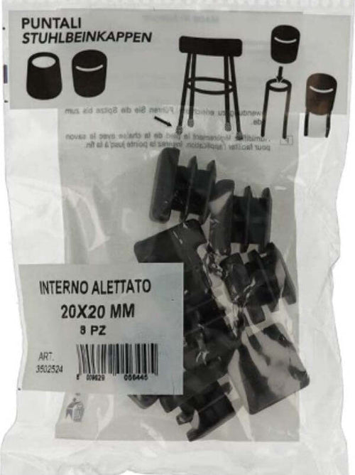 CONFEZIONE-DA-8-PEZZI---PUNTALI-QUADTRATI-CON-INTERNO-ALETTATO-20x20MM---COLORE-NERO-**