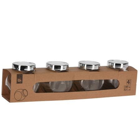 Barattoli in vetro con tappo per alimenti e conserve cibo boccacci set da 4