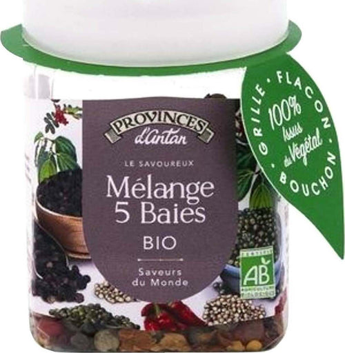 Confezioni Di Misto Di 5 Bacche Biologiche Con Pepe Nero, Pepe Bianco , Pepe Verde, Bacche Di Rosa , Peperoncino Pili Pili 30g