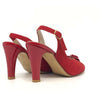 CONFORT Sandalo donna in camoscio rosso con fiore in vernice