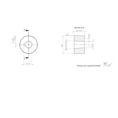 Volante C/2 diametro 300 mm senza pomello con cono piccolo
