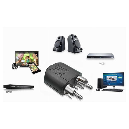 Connettore Adattatore Convertitore Stereo 2 Rca Maschio Ad Aux3.5mm Femmina C-090