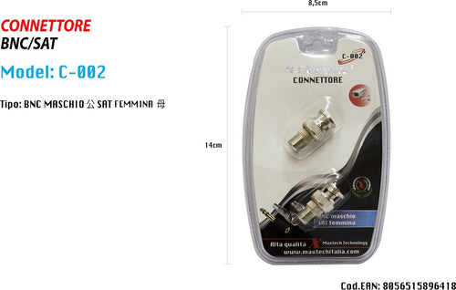 Connettore Adattatore Maschio Bnc / Presa Sat Femmina Telecamere Maxtech C-002 Elettronica e telefonia > Accessori Audio e Video > Adattatori Video Trade Shop italia - Napoli, Commerciovirtuoso.it