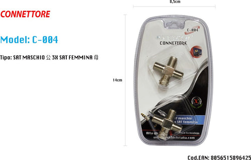 Connettore Adattatore Per Cavo Antenna Satellitare A Croce Televisore Maxtech C-004 Elettronica e telefonia > Accessori Audio e Video > Adattatori Video Trade Shop italia - Napoli, Commerciovirtuoso.it