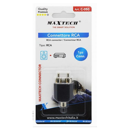 Connettore Adattatore Splitter A Y Audio 2 X Rca Maschio A Rca Femmina C-050