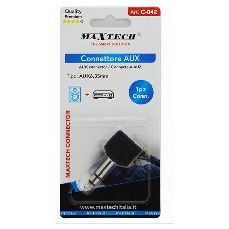 Connettore Adattatore Stereo Audio Aux 6,5mm Maschio A 2 Aux 3,5mm Femmina C-042