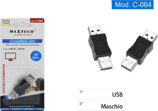 Connettore Dati Adattatore Usb Maschio-maschio Spina Accoppiatore Computer C-064 Elettronica/Informatica/Accessori/Cavi e accessori/Cavi/Cavi USB Trade Shop italia - Napoli, Commerciovirtuoso.it