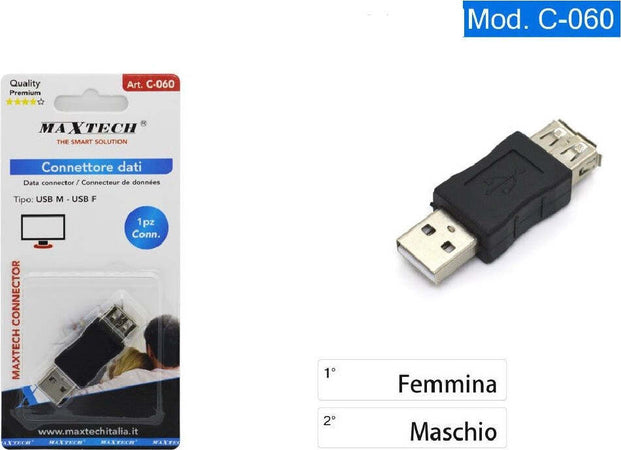 Connettore Dati Adattatore Usb Maschio-usb Femmina Presa Accoppiatore Cavo C-060 Elettronica/Informatica/Accessori/Cavi e accessori/Cavi/Cavi USB Trade Shop italia - Napoli, Commerciovirtuoso.it