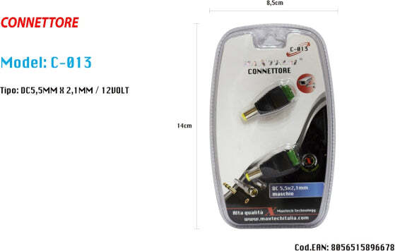 Connettore-Maschio-2.1mm-X-5.5mm-Dc-Alimentazione-Per-Telecamere-Maxtech-C-013
