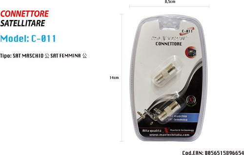 Connettore Satellitare Per Adattatore Maschio A Spinotto Femmina Tv Maxtech C-011 Elettronica/Informatica/Accessori/Adattatori/Adattatori maschio/femmina Trade Shop italia - Napoli, Commerciovirtuoso.it