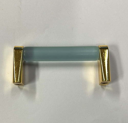 CONNEX---MANIGLIA-IN-VETRO-AZZURRO-CON-ANGOLARI-ORO-64MM