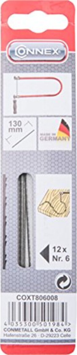Connex-COXT806008-COXT806008-Lama-di-Ricambio-per-Sega-da-traforo-Taifun,-130-mm,-Confezione-da-12-Pezzi,-Misura:-6-(Media,-Verde,-6