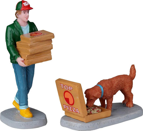 Consegna della pizza, personaggio per villaggio di Natale in Resina Casa e cucina/Decorazioni per interni/Addobbi e decorazioni per ricorrenze/Decorazioni natalizie/Oggettistica MagiediNatale.it - Altamura, Commerciovirtuoso.it