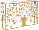 Console-albero-struttura-in-metallo-e-legno-MDF-con-ripiano-in-vetro-per-interni
