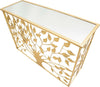 Console-albero-struttura-in-metallo-e-legno-MDF-con-ripiano-in-vetro-per-interni