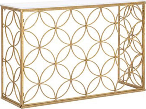 Console-struttura-in-metallo-color-oro-e-ripiano-in-marmo-per-interni