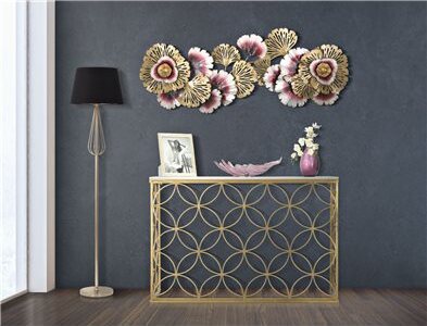 Console-struttura-in-metallo-color-oro-e-ripiano-in-marmo-per-interni
