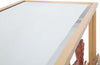 Console-struttura-in-metallo-con-fiori-decorativi-ripiano-in-vetro-per-interni