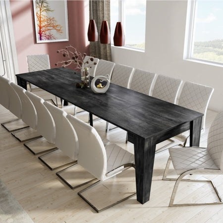 Consolle allungabile Petra con 6 allunghe colore nero effetto cemento