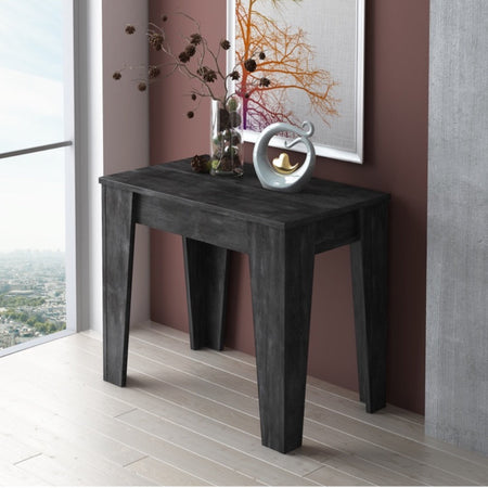 Consolle allungabile Petra con 6 allunghe colore nero effetto cemento