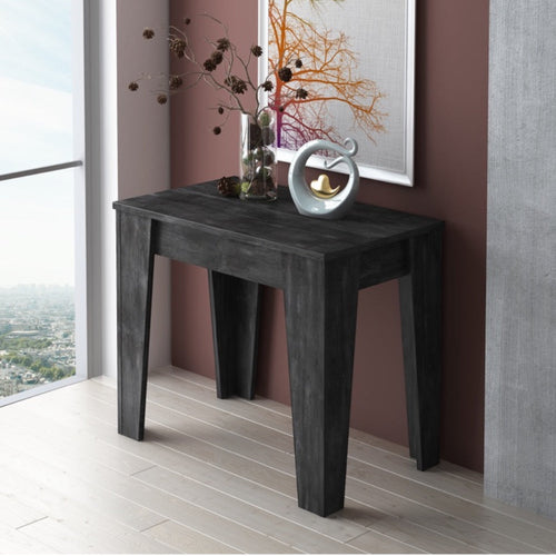 Consolle allungabile Petra con 6 allunghe colore nero effetto cemento