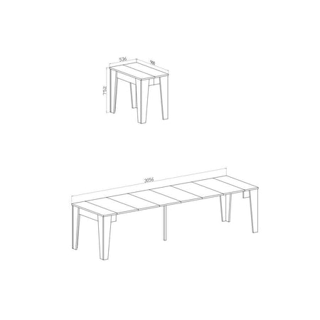 Consolle allungabile Petra con 6 allunghe colore nero effetto cemento