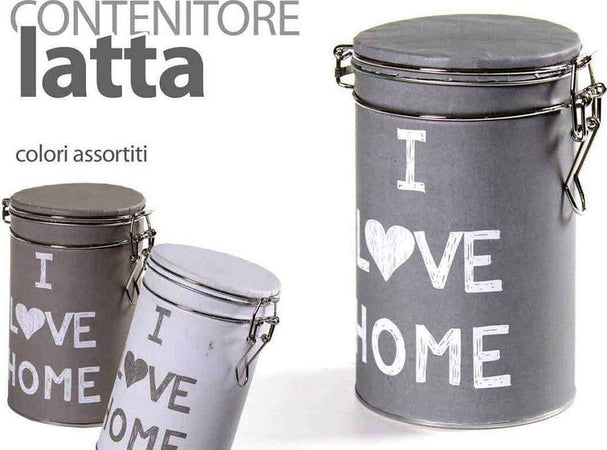 Contenitore In Latta Ermetica Cucina Tonda Colori Ass I Love Home 11x20cm 710537 Casa e cucina/Organizzazione interni/Contenitori e barattoli da cucina/Vasetti e barattoli per conserve/Barattoli Trade Shop italia - Napoli, Commerciovirtuoso.it