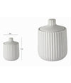 Contenitore Porta Cotton Fioc Decoro Plissè Bianco Rotondo Organizer Bagno 10329