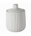 Contenitore Porta Cotton Fioc Decoro Plissè Bianco Rotondo Organizer Bagno 10329