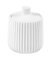 Contenitore Porta Cotton Fioc Decoro Plissè Bianco Rotondo Organizer Bagno 10329