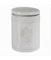 Contenitore Tondo Porta Cotton Fioc Bianco Decorato Organizer Arredo Bagno 10342