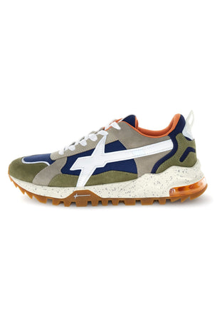 W6YZ Breeze 3-M Sneakers Uomo in Suede e Nylon Multicolor Militare Azure Taupe