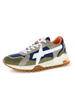 W6YZ Breeze 3-M Sneakers Uomo in Suede e Nylon Multicolor Militare Azure Taupe