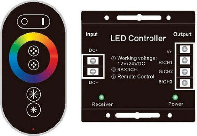 Controller Led Rgb Con Telecomando Touch Centralina Strip Striscia Led 12v Fai da te/Materiale elettrico/Interruttori e dimmer/Dimmer Trade Shop italia - Napoli, Commerciovirtuoso.it