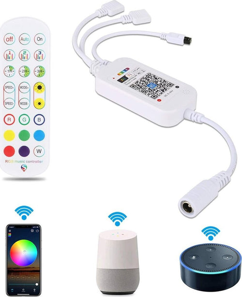 Controller WIFI per Strisce LED Ricevitore Wireless Telecomando IR a 24 Tasti Controllo Vocale con Alexa Google Assistant APP IOS Android per Nastri LED RGB 2.4Ghz