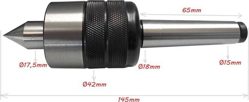 Contropunta-Tornio-Punta-Rotante-Cono-Morse-Attacco-Mt2-Professionale-Tools