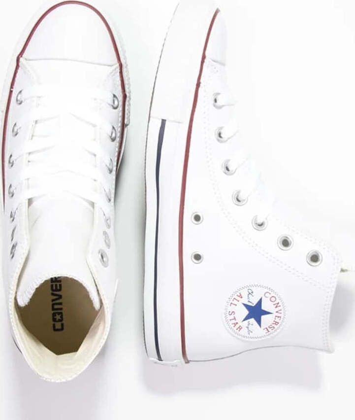 Converse All Star Alte Scarpe Uomo Donna Bianche in Tessuto