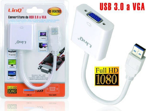 Convertitore Adattatore Video Da Usb 3.0 Maschio A Vga Femmina 1080p U3-vga263 Elettronica/Informatica/Accessori/Cavi e accessori/Cavi/Cavi VGA Trade Shop italia - Napoli, Commerciovirtuoso.it