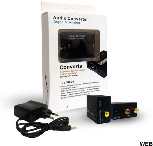 Convertitore audio digitale/analogico con ingressi ottico/toslink e coassiale nero