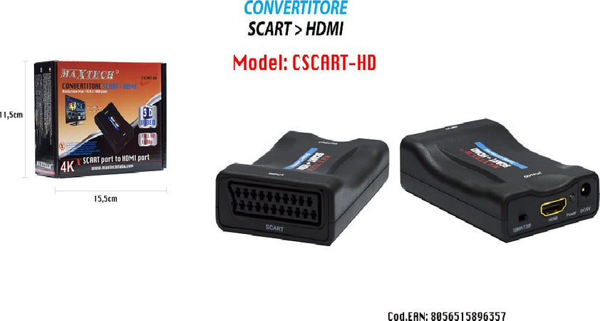 Convertitore Audio Video Analogico Scart A Digitale Hdmi Full Hd 1080p Maxtech Cscart-hd Elettronica e telefonia > Accessori Audio e Video > Adattatori Video Trade Shop italia - Napoli, Commerciovirtuoso.it