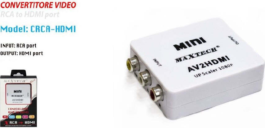 Convertitore Da Rca Av A Hdmi 1080p Adattatore Usb Av2hdmi Converter Maxtech Crca-hdmi Elettronica e telefonia > Accessori Audio e Video > Adattatori Video Trade Shop italia - Napoli, Commerciovirtuoso.it