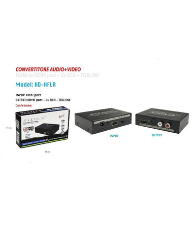 Convertitore Estrattore Hdmi Audio Video 4k Hdmi 2x Rca Toslink Maxtech Hd-hflr